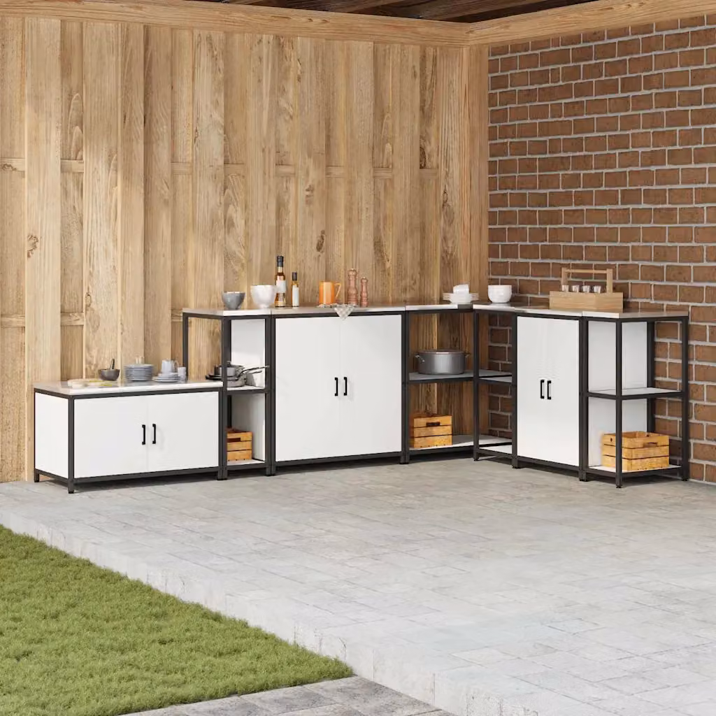 Unità di scaffali per cucina e giardino vidaXL HATTEM in metallo bianco, H 92 x L 30 x P 50 cm