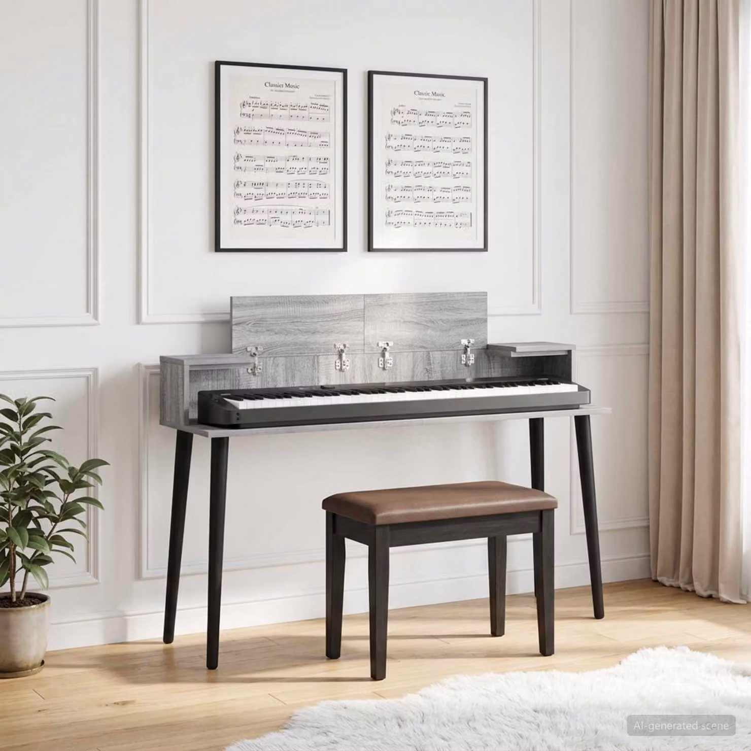 Scrivania da studio moderna vidaXL in MDF laminato grigio L: 130 cm, P: 36 cm, H: 19,5 cm
