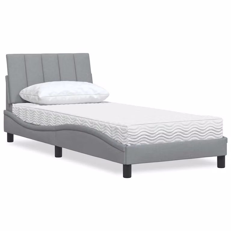 Letto con Materasso Hanko vidaXL in Tessuto Grigio Chiaro e Bianco L/P/H: 80 x 200 cm