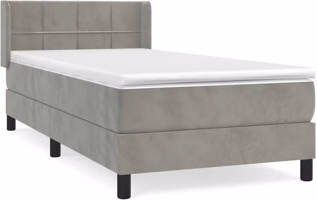 Letto singolo | Letto per adulti | Giroletto a Molle con Materasso Grigio Chiaro 100x200cm Velluto