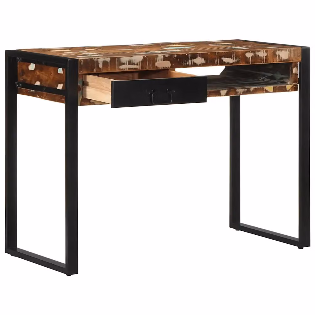 Scrivania in legno massello multicolore stile industrial vidaXL L: 100 cm, P: 50 cm, H: 75 cm – 2