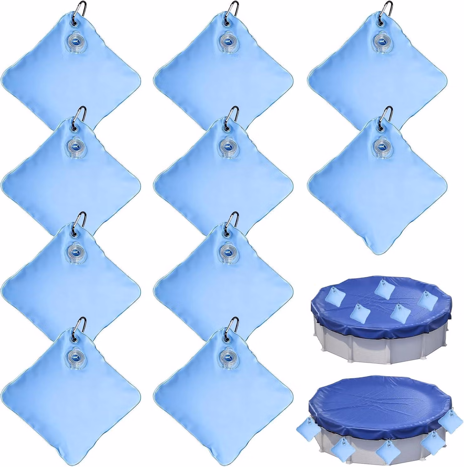 Copertura per piscina, sacchetti di peso, confezione da 10 pezzi, con ganci, per piscine