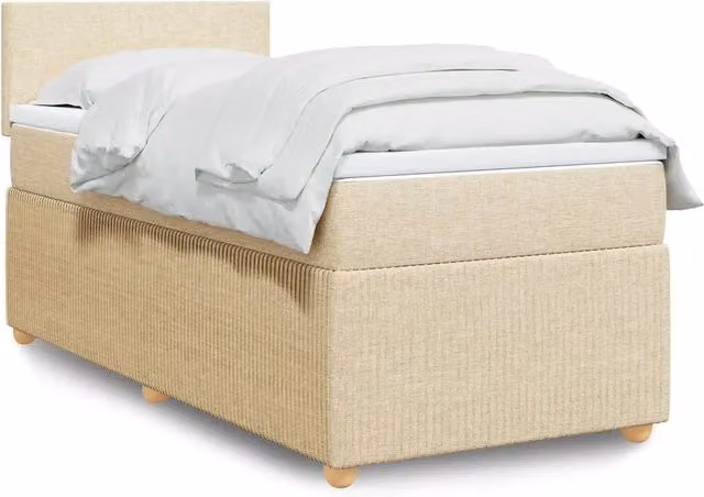 Giroletto a Molle con Materasso Crema 100x200 cm in Tessuto 3287365