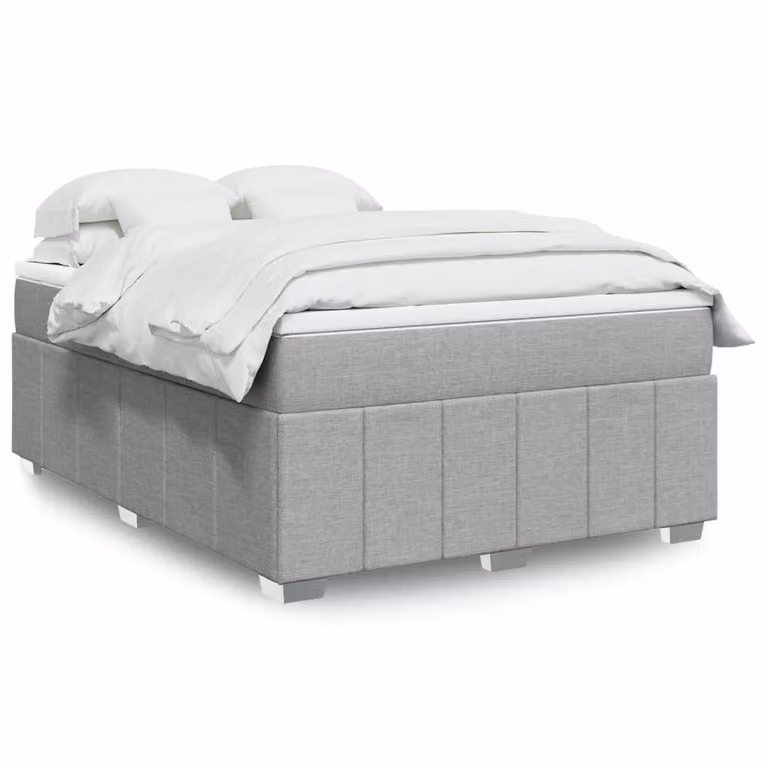 vidaXL Giroletto a Molle con Materasso in Tessuto Grigio e Bianco L: 140 cm, P: 200 cm
