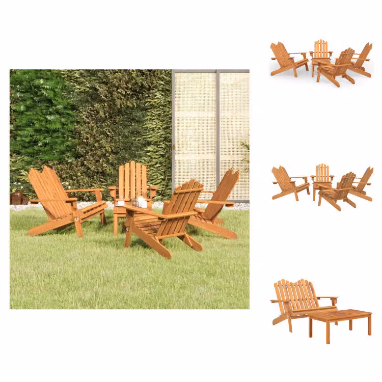 vidaXL Set da salotto da giardino 5 pezzi Adirondack in legno massiccio di acacia - Set di mobili da giardino