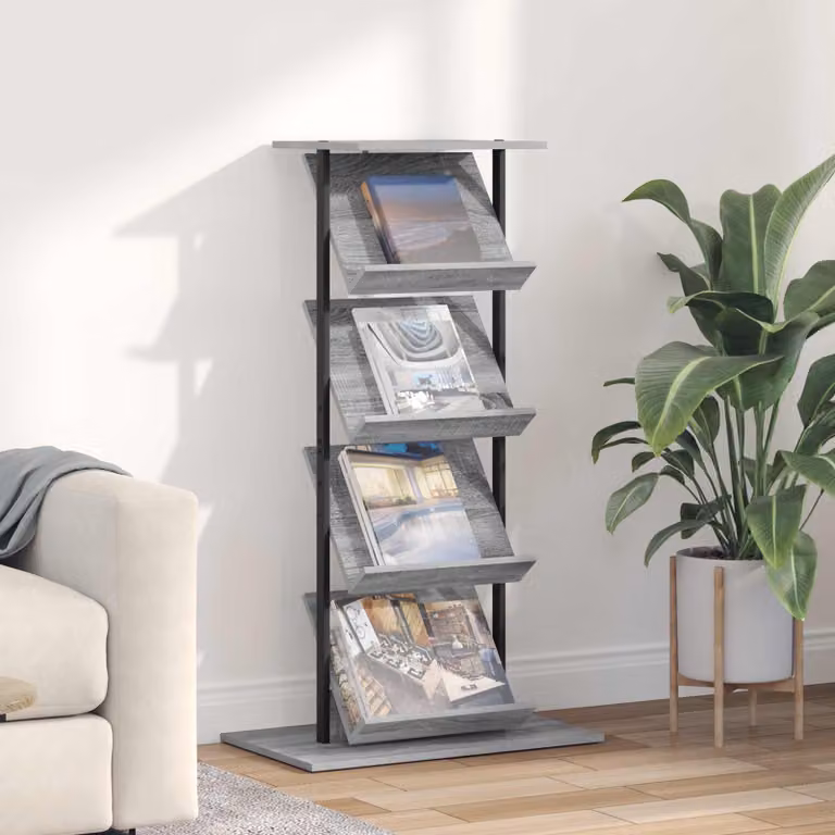 Scaffale per riviste vidaXL moderno in MDF Grigio, L 68 cm x P 40 cm x H 123.5 cm