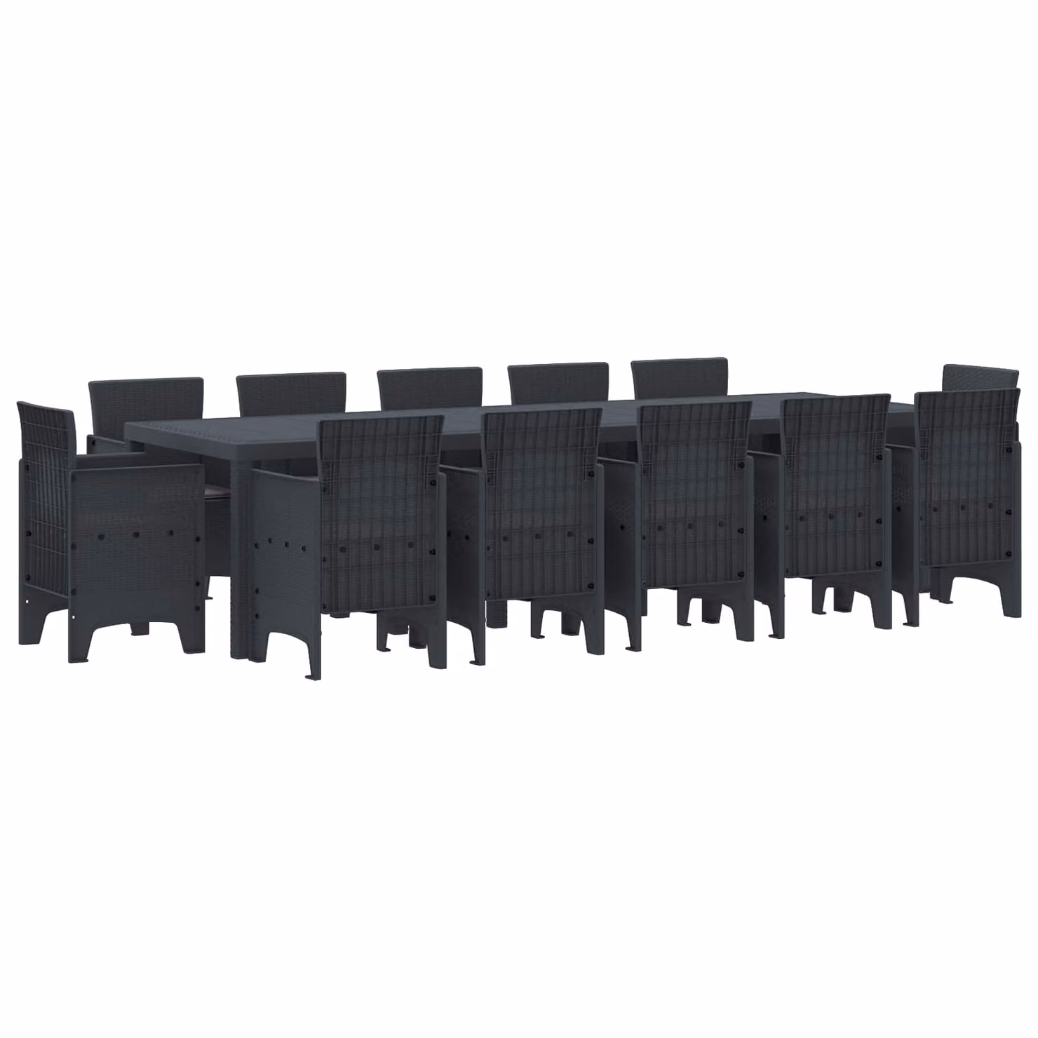 Set da pranzo per giardino e terrazza vidaXL in polyrattan antracite, 13 pezzi – 1