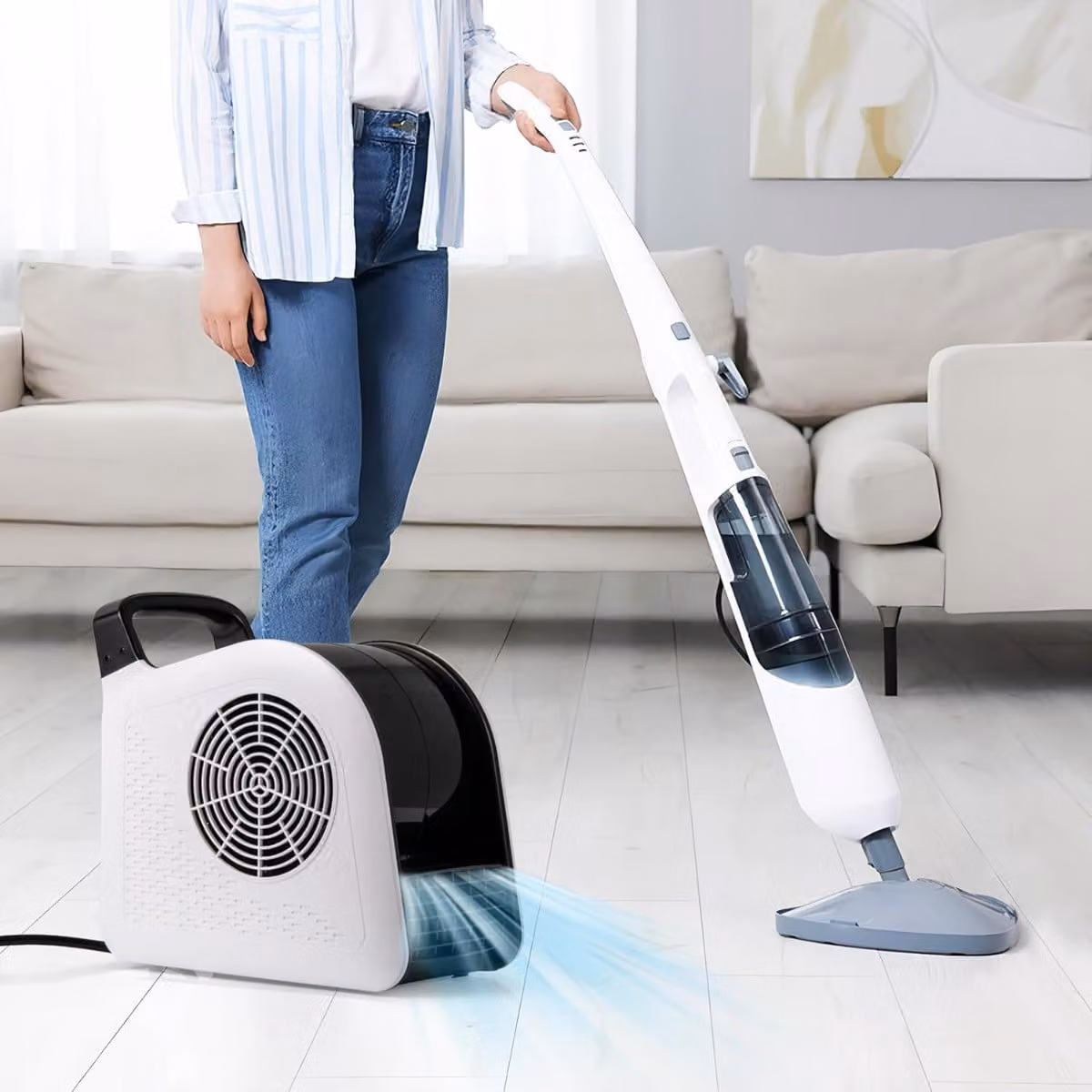 Ventilatore da pavimento portatile Costway Bianco con 3 velocità e funzione oscillante