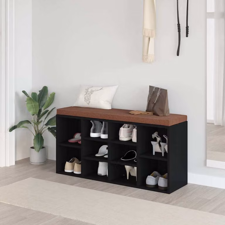 Scarpiera moderna vidaXL in legno nero per ingresso L: 103 cm, P: 30 cm, H: 48 cm