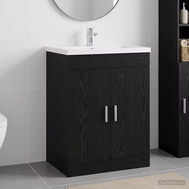 vidaXL Mobiletto da Bagno Moderno con Ante a Battente Nero Lucido L: 78,5 cm, P: 37,5 cm, H: 81 cm