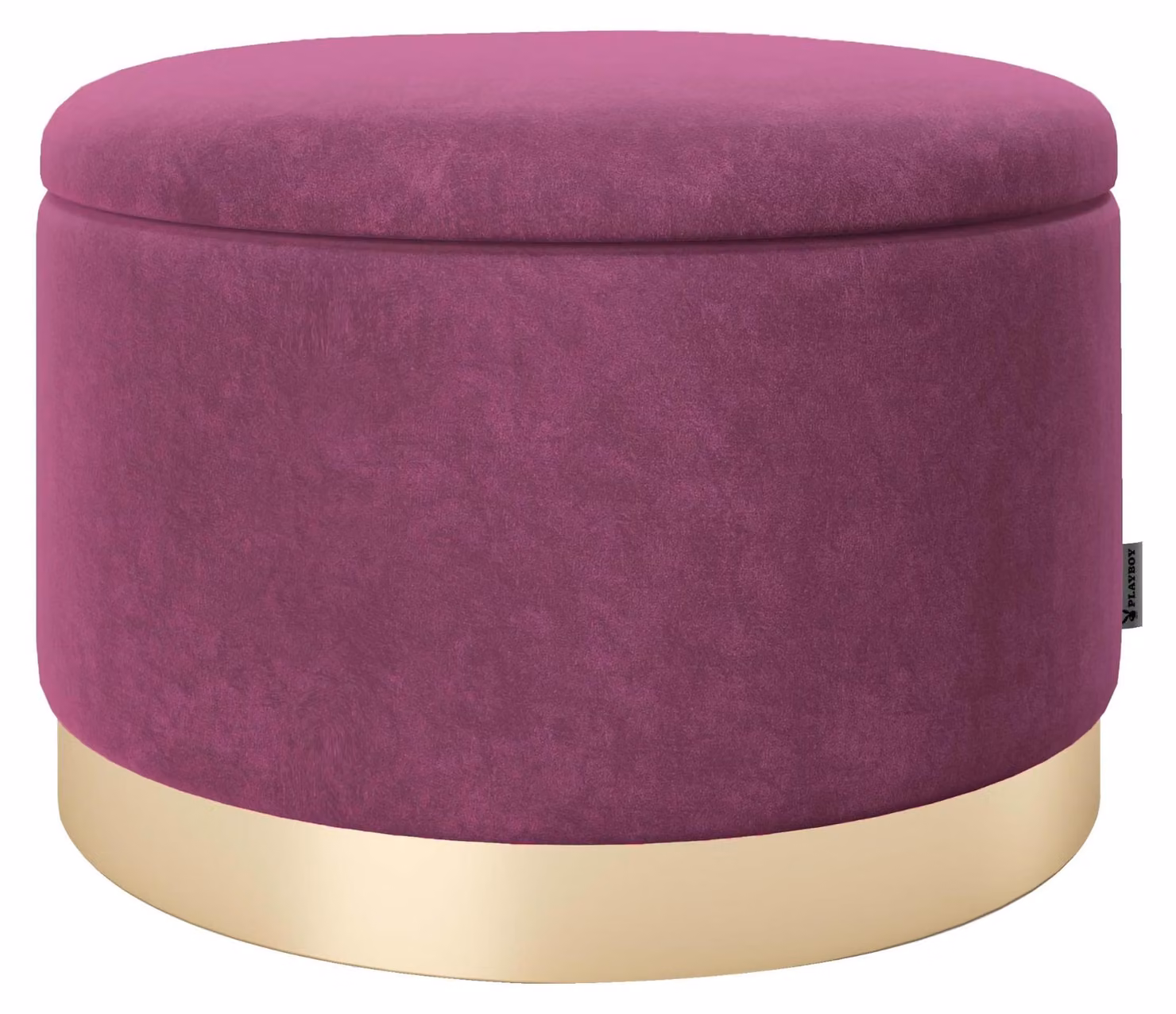 Pouf rotondo in velluto con spazio contenitore, color lilla, 55 x 35 x 55 cm