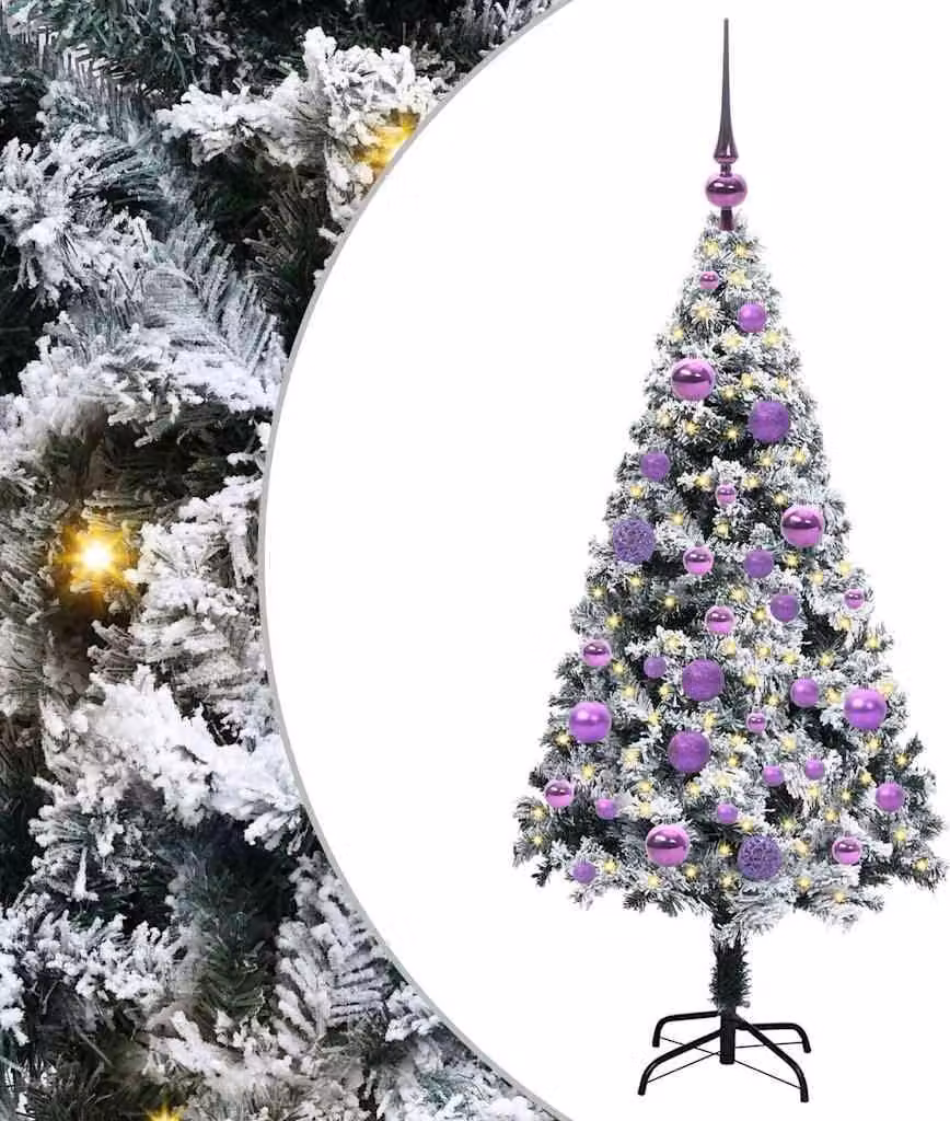 Albero di Natale artificiale a 150 LED con supporto verde 120 cm