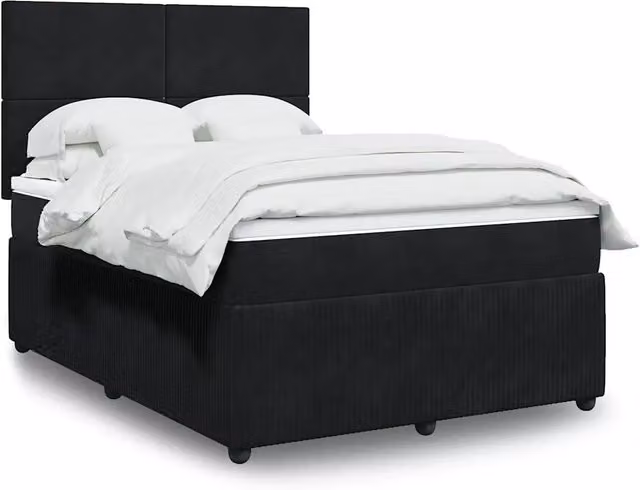 Giroletto a Molle con Materasso Nero 140x200 cm in Velluto 3292354
