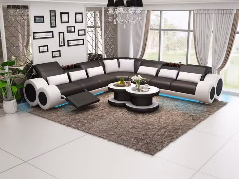 Ledersofa Couch Wohnlandschaft Design Ecksofa Eck Garnitur Design Sofa Relax USB