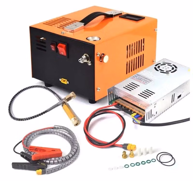 Compressore d'aria ad alta pressione con pompa - 12 V - Trasformatore 220-V - 4500 PSI - 300 bar - 30 MPa - Arancione