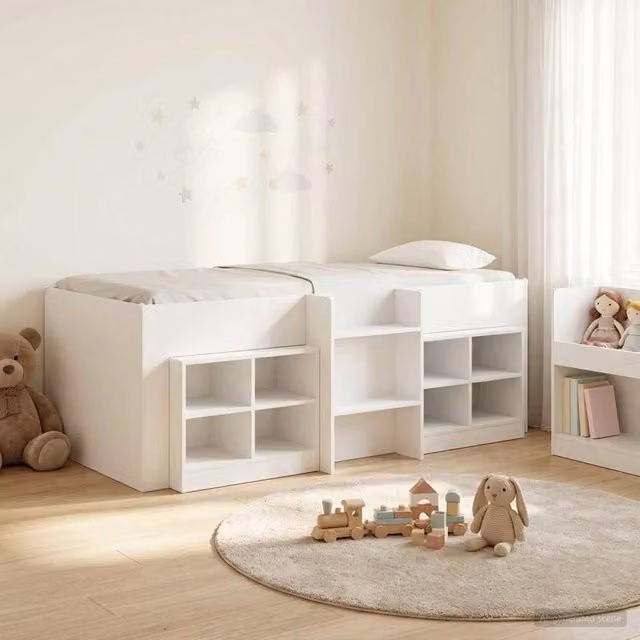 Struttura Letto Loft con Mobile con lo scaffale 3 pz Bianco 3423406