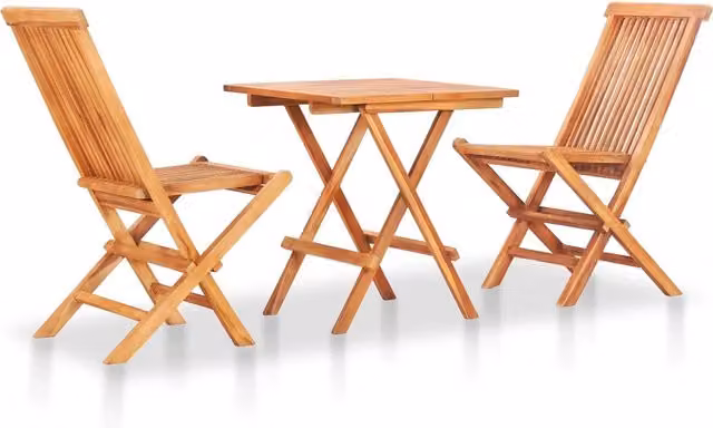 Set da Bistrot 3 pz | Set Salotto da Giardino con Cuscini Verdi in Legno Massello di Teak