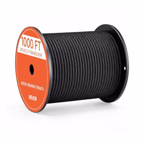 VEVOR Corda Paracord 4,7 mm x 305 m in Nylon, Corda da Paracadute 550 Nera