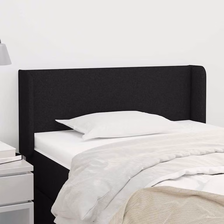 Testiera ad orecchio vidaXL in tessuto nero con struttura in legno L: 83 cm, P: 16 cm, H: 78-88 cm