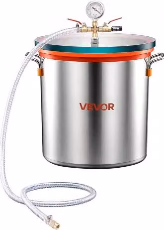 VEVOR Camera a Vuoto in Acciaio Inox Silver per Degassamento Resine e Stabilizzazione Legno con Coperchio in Vetro, Capacità 34,1 l