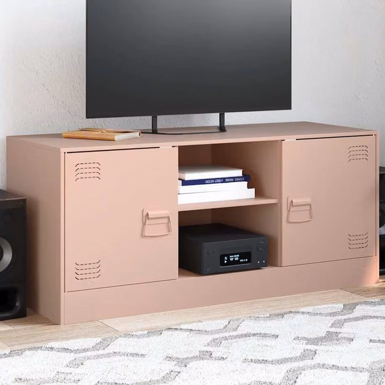 vidaXL Mobile Porta TV Rosa in Acciaio con Ripiani per Media L x P x H: 99 x 39 x 44 cm
