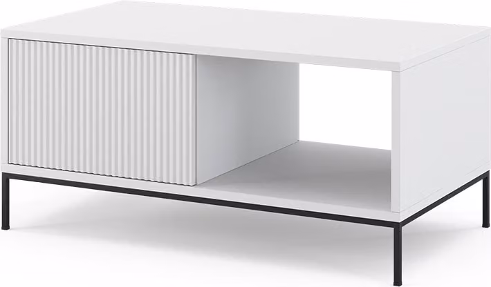 Tavolino da caffè Vicco Eliza Bianco 90 x 50 cm con un cassetto, Model 49504