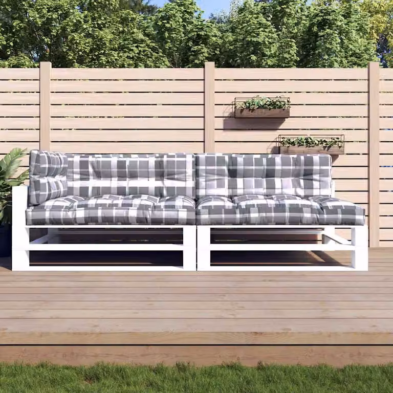 Set di 5 cuscini per pallet vidaXL grigi e multicolore in poliestere idrorepellente e resistente ai raggi UV L/P: 120 x 120 cm