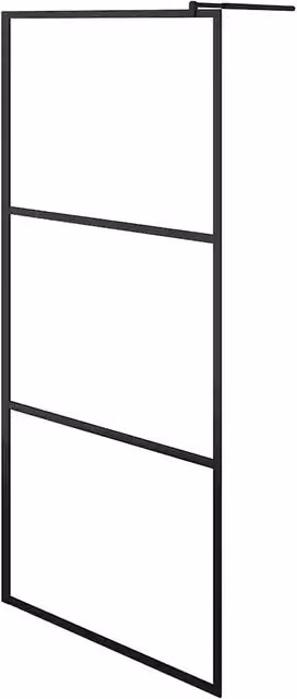 Parete Doccia Walk-in in Vetro Trasparente ESG Nera 90x195 cm CFW2678249