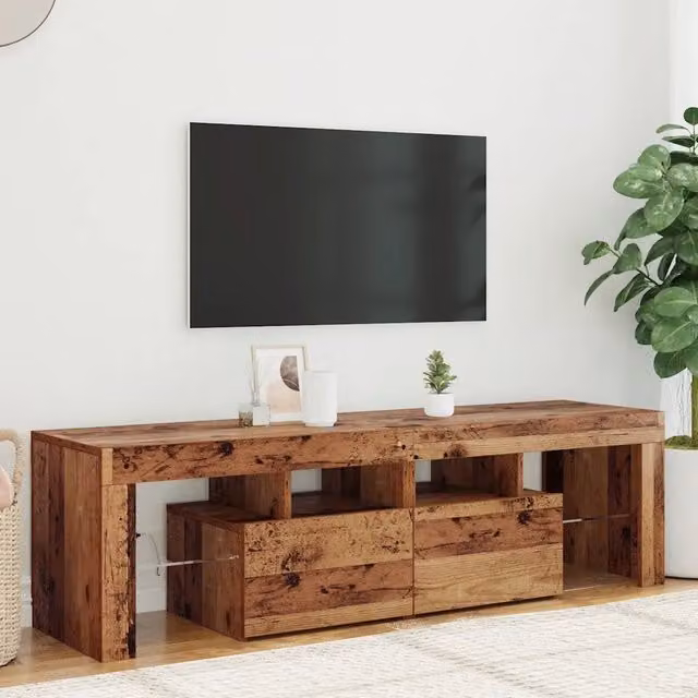 Mobile Porta TV con LED-Mobile per TV-Credenza TV Legno Antico 140x36,5x40 cm Multistrato