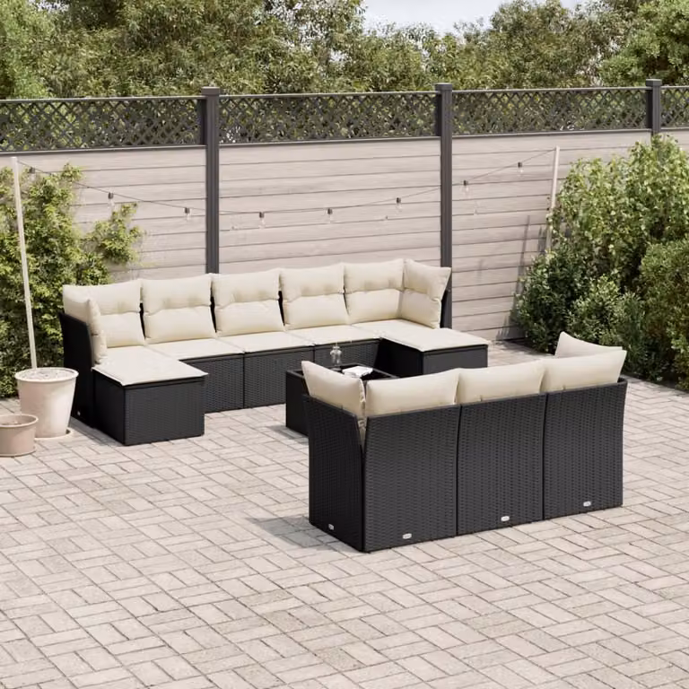 Maison Exclusive - Set da giardino 11 pezzi con cuscini in poly rattan nero