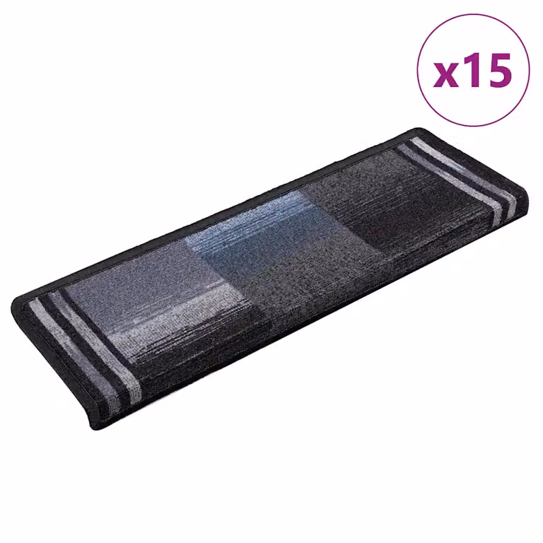 vidaXL Tappetini Autoadesivi per Scale 15 pz 65x21x4 cm Neri e Grigi