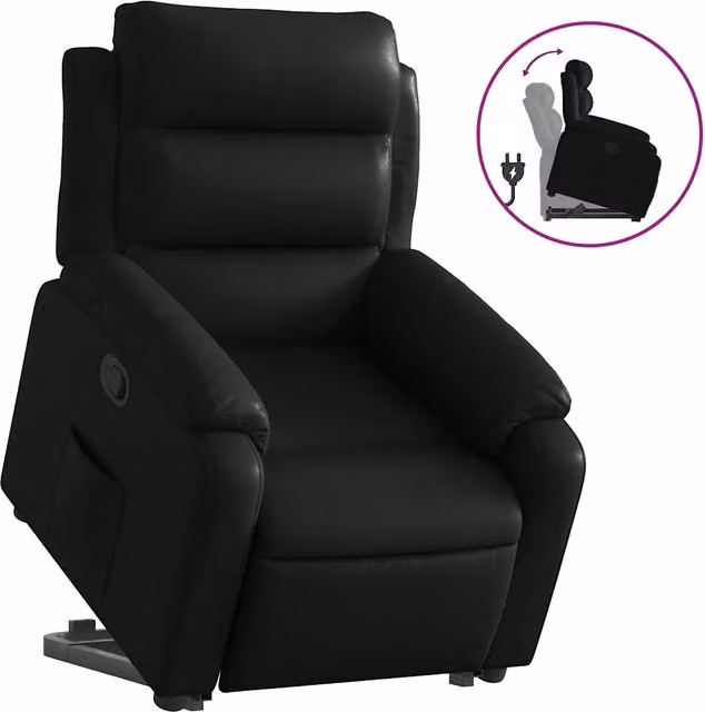 Poltrona | Sedia Relax Alzapersona Reclinabile Nera in Similpelle