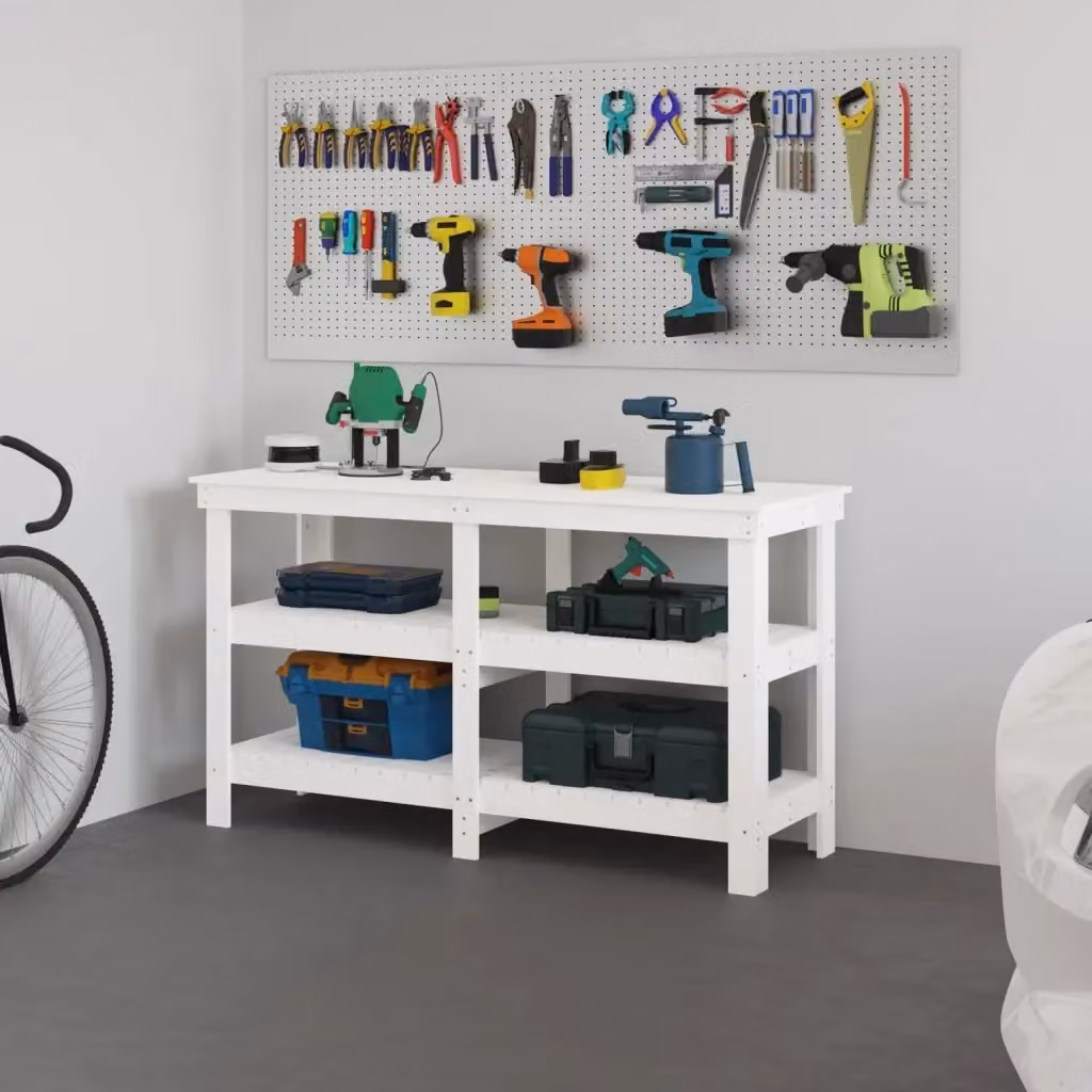 Banco da Lavoro in Legno Massello di Pino Bianco CFW7951172 L: 142,5 cm, P: 50 cm, H: 80 cm – 2