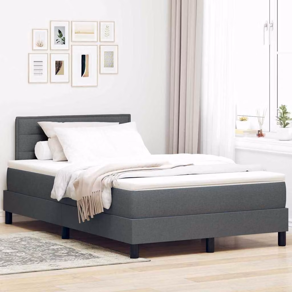 Maison Exclusive - Letto a molle con materasso Grigio scuro 120 x 200 cm Tessuto
