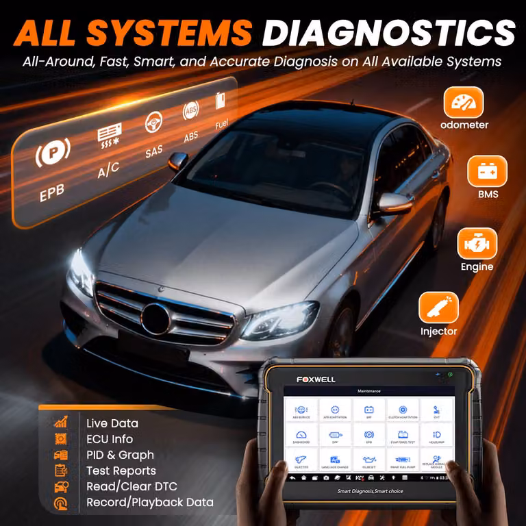 Lettore diagnostico per auto GT60 Bluetooth - Schermo da 7 pollici - Compatibile con tutti i modelli - Strumento diagnostico wireless