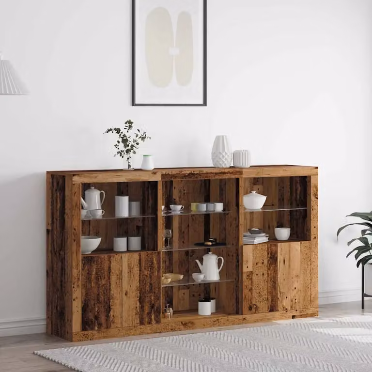 Madia moderna vidaXL in legno vecchio marrone con illuminazione LED L: 181,5 cm, P: 37 cm, H: 100 cm