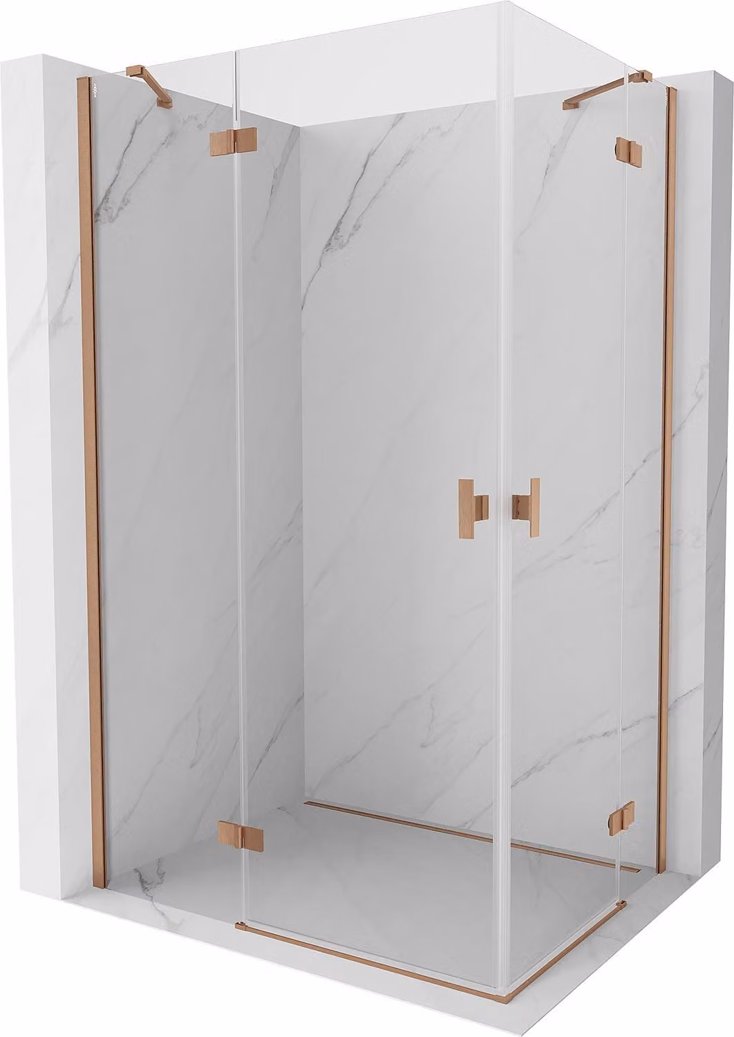 Mexen Mist-H Duo cabina doccia a battente sinistra 120 x 75 cm, trasparente, rame spazzolato - 8A5-120L-075P-65-00