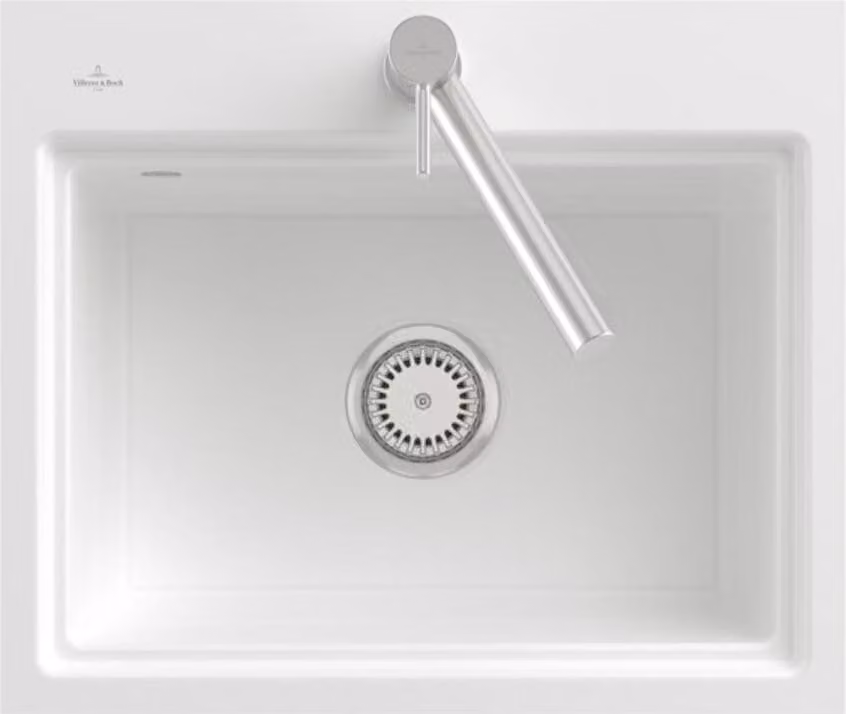 Lavello rettangolare Villeroy&Boch, lavello in Vetroceramica Subway Style 60 S Graphite 60x51cm, larghezza base 60cm