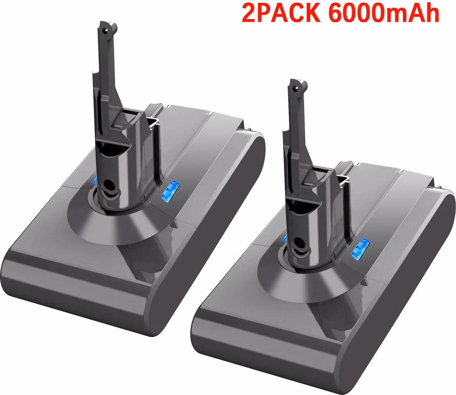 Batteria V8 SV10 per aspirapolvere - Batteria di ricambio agli ioni di litio, confezione da 2 - 6000 mAh, 21,6 V - Compatibile con V8 Absolute/Animal - Rosso