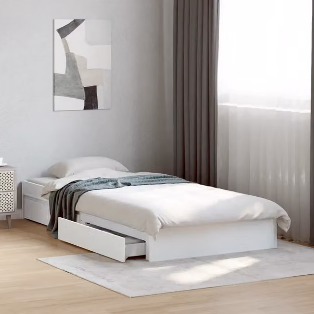 Letto con cassetti vidaXL in legno multistrato bianco 90x190 cm – 1