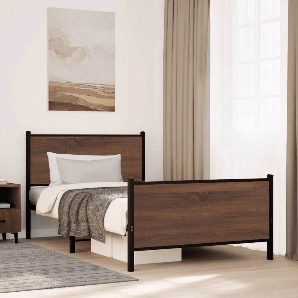 vidaXL Giroletto in Metallo Rovere Marrone L: 107 cm, P: 203 cm