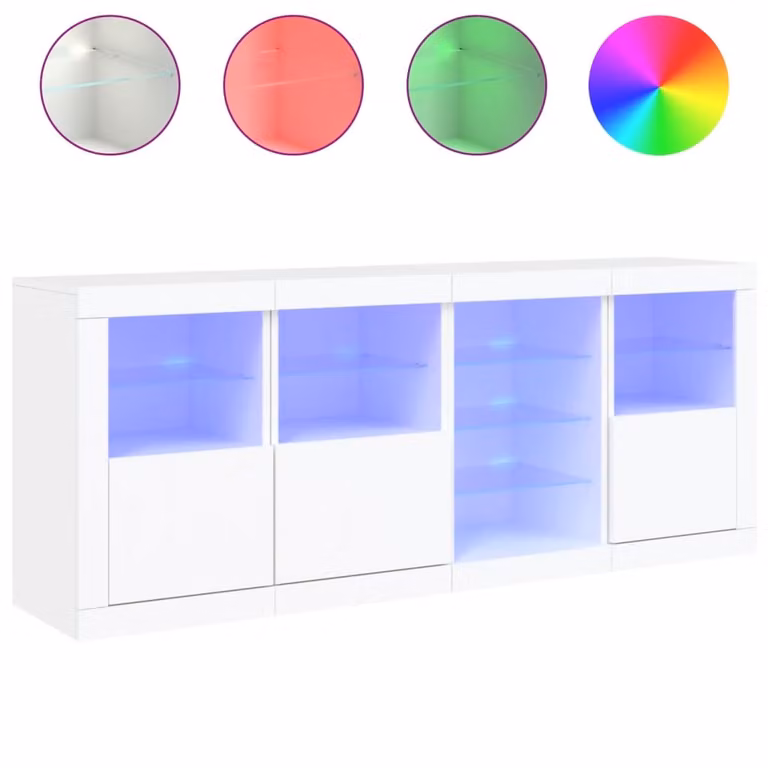 Credenza con Luci LED Bianca 164x37x67 cm