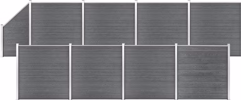 Maison Exclusive - Set recinzione in WPC: 8 pannelli quadrati + 1 pannello obliquo, 1484 x 186 cm, grigio
