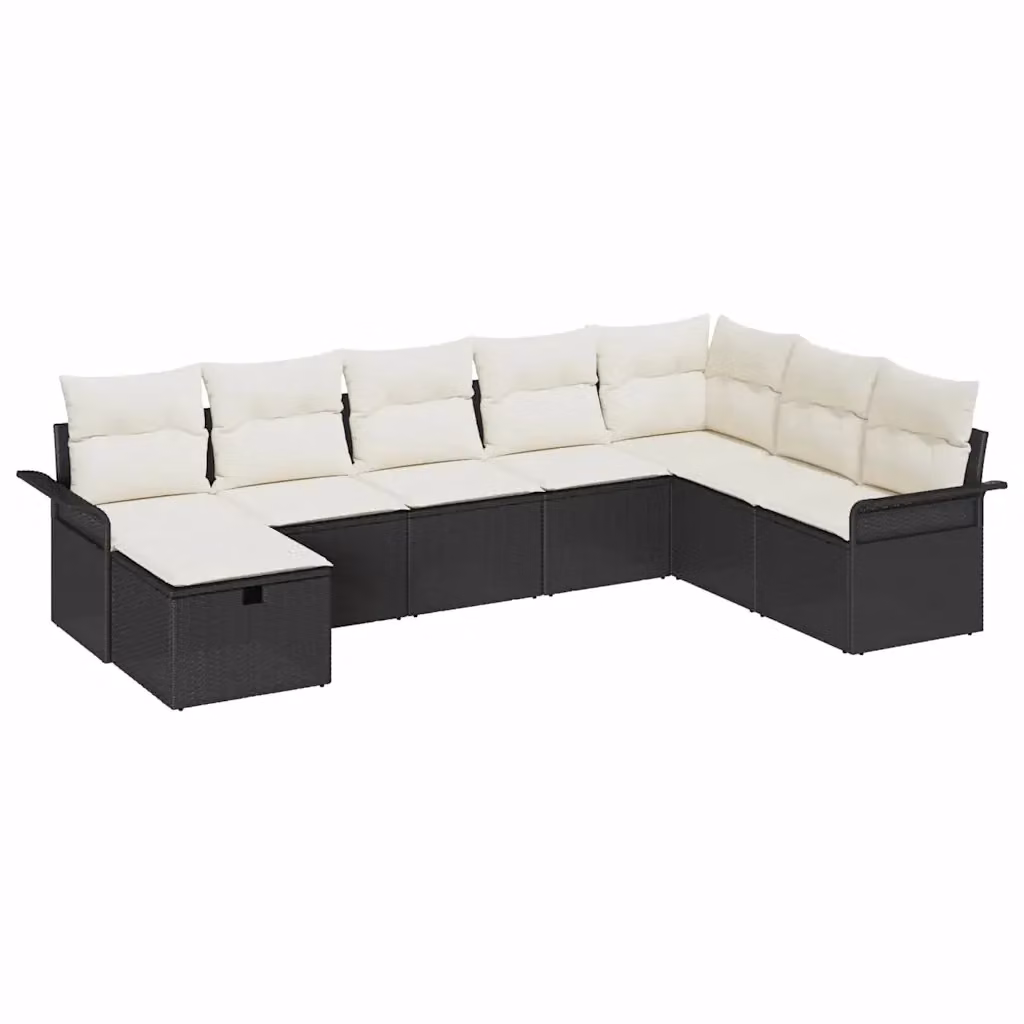 Set Divano da Giardino vidaXL 8 Pezzi in Poly Rattan con Cuscini Nero e Grigio – 2