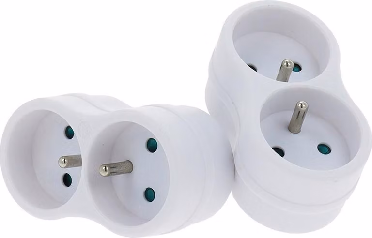 Presa multipla rettangolare 2 x 16 A Bianca Confezione da 2 - Profili