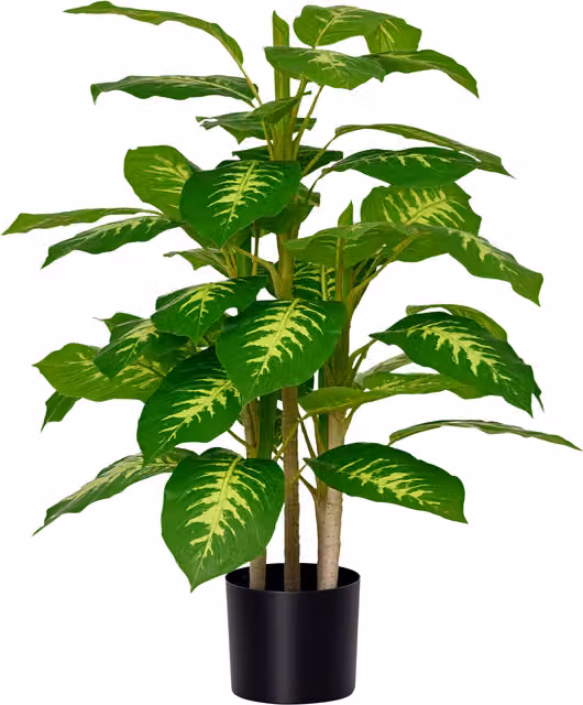 Pianta artificiale sempreverde HOMCOM con vaso nero per interni ed esterni, Altezza: 95 cm, Diametro vaso: 17 cm – 1