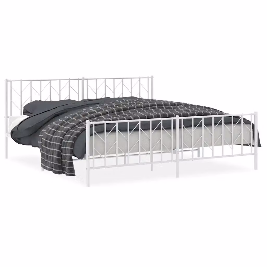 Giroletto vidaXL con testiera e pediera in metallo bianco L: 198 cm, P: 207 cm, H: 90 cm – 2