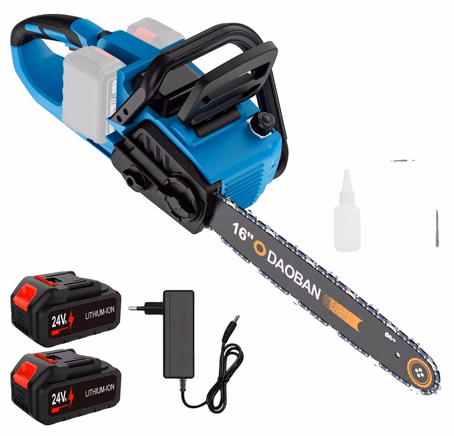 Troncatrice a catena, 16 pollici, motore brushless, set con 2 batterie, 16 pollici, due batterie