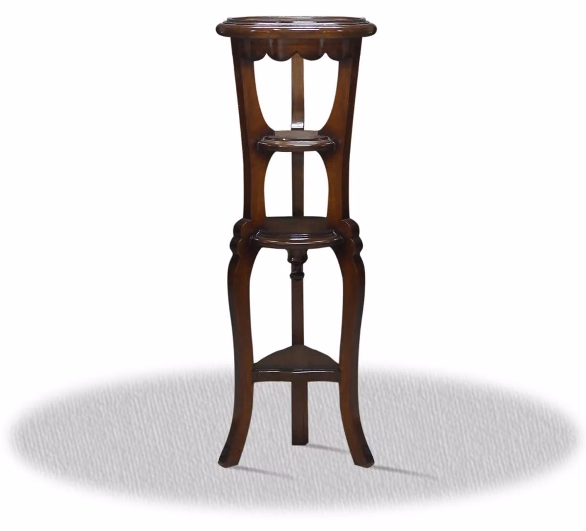 Tavolino di servizio Casa Padrino in stile barocco, realizzato in legno massello di colore marrone scuro, dimensioni 35 x 35 x altezza 110 cm