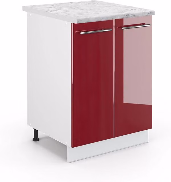 Mobiletto base cucina Fame-Line Bordeaux lucido/Bianco 60 cm, PL Marmo Vicco